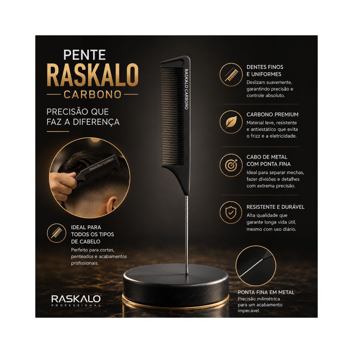 PENTE RASKALO CARBONO COM CABO DE METAL 6019