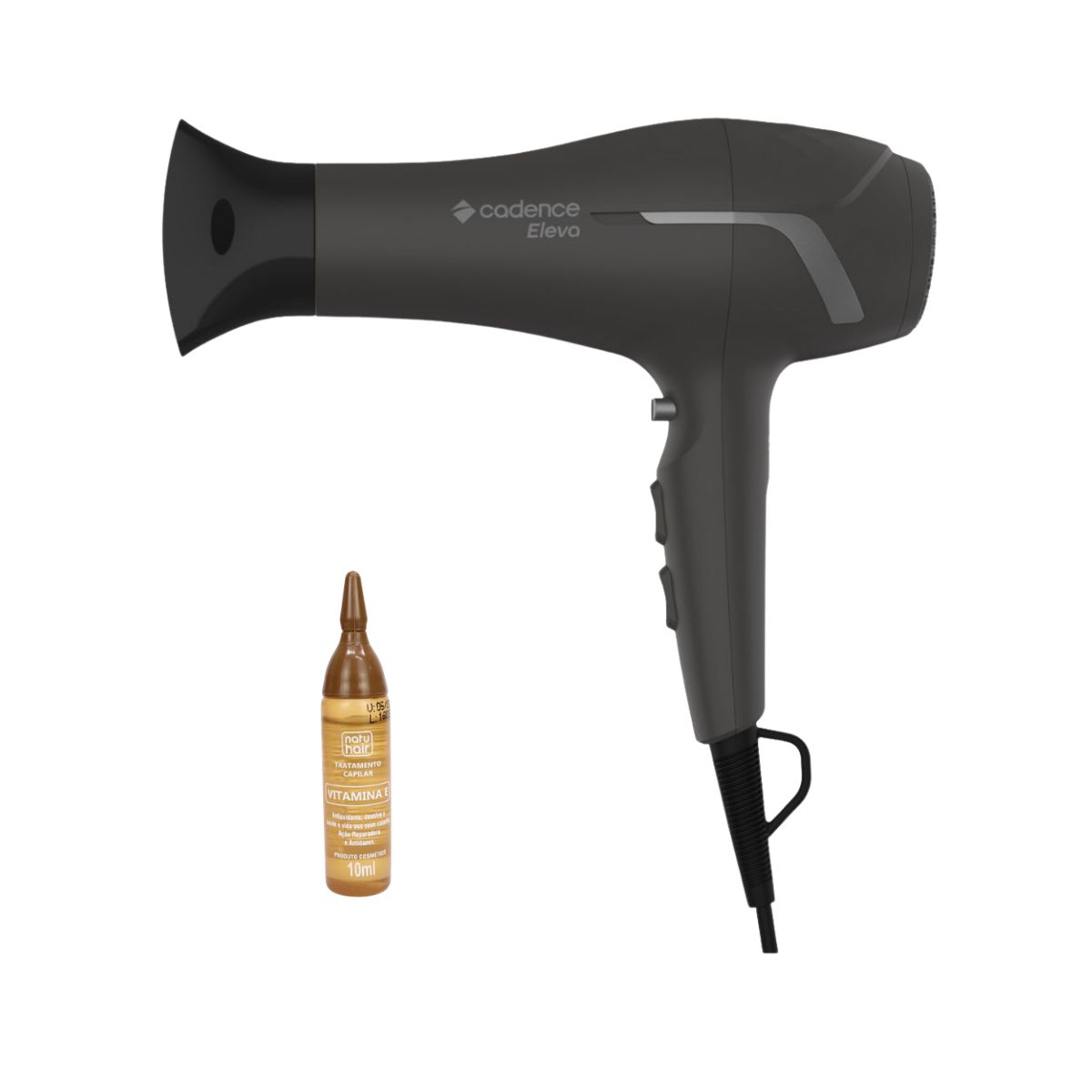 KIT SECADOR DE CABELOS CADENCE ELEVA 565 127V + AMPOLA VITAMINA E NATUHAIR 10ML