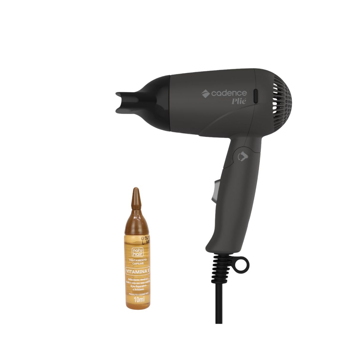 KIT SECADOR DE CABELOS CADENCE PLIÉ SEC190 BIVOLT + AMPOLA VITAMINA E NATUHAIR 1