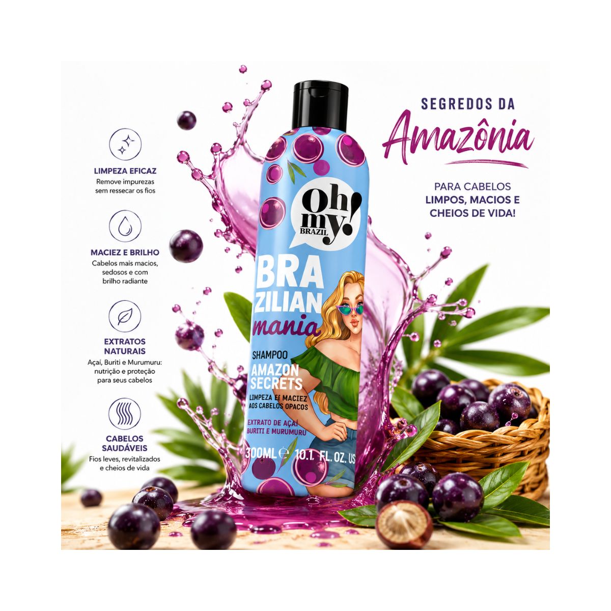 SHAMPOO AMAZON SECRETS BRAZILIAN MANIA OH MY 300ML