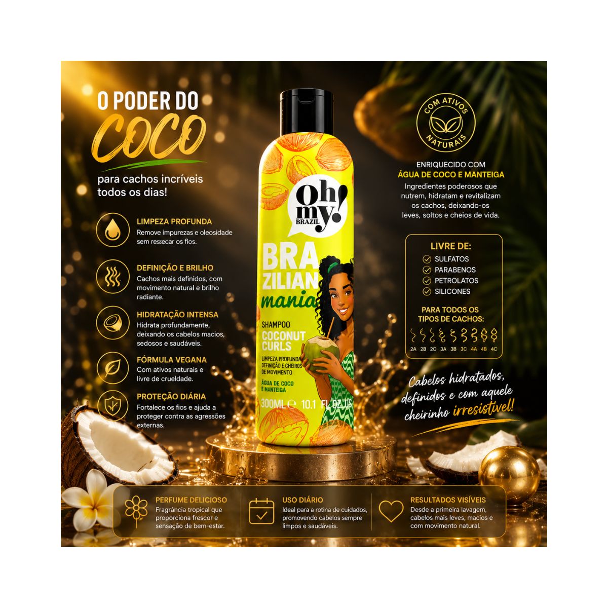 SHAMPOO COCONUT CURLS BRAZILIAN MANIA OH MY 300ML