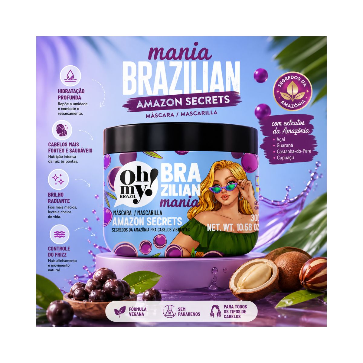 MÁSCARA AMAZON SECRETS BRAZILIAN MANIA OH MY 300G