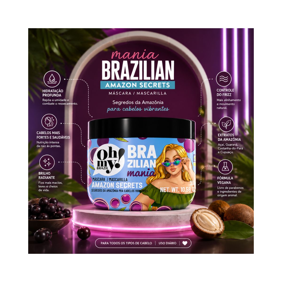 MÁSCARA AMAZON SECRETS BRAZILIAN MANIA OH MY 300G