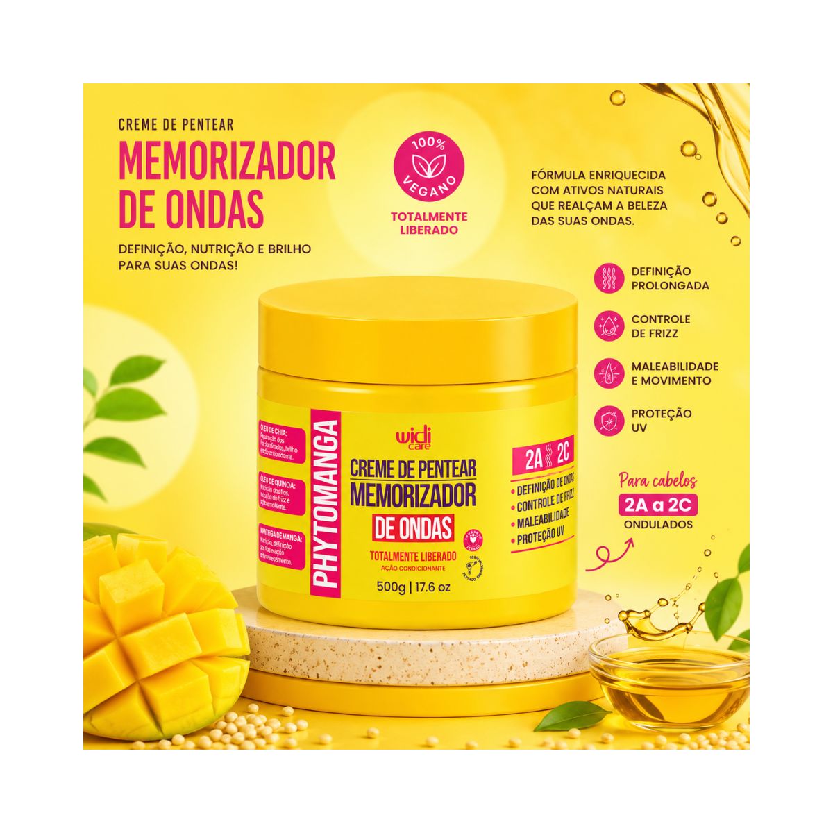 CREME DE PENTEAR MEMORIZADOR DE ONDAS PHYTOMANGA WIDI CARE 500G