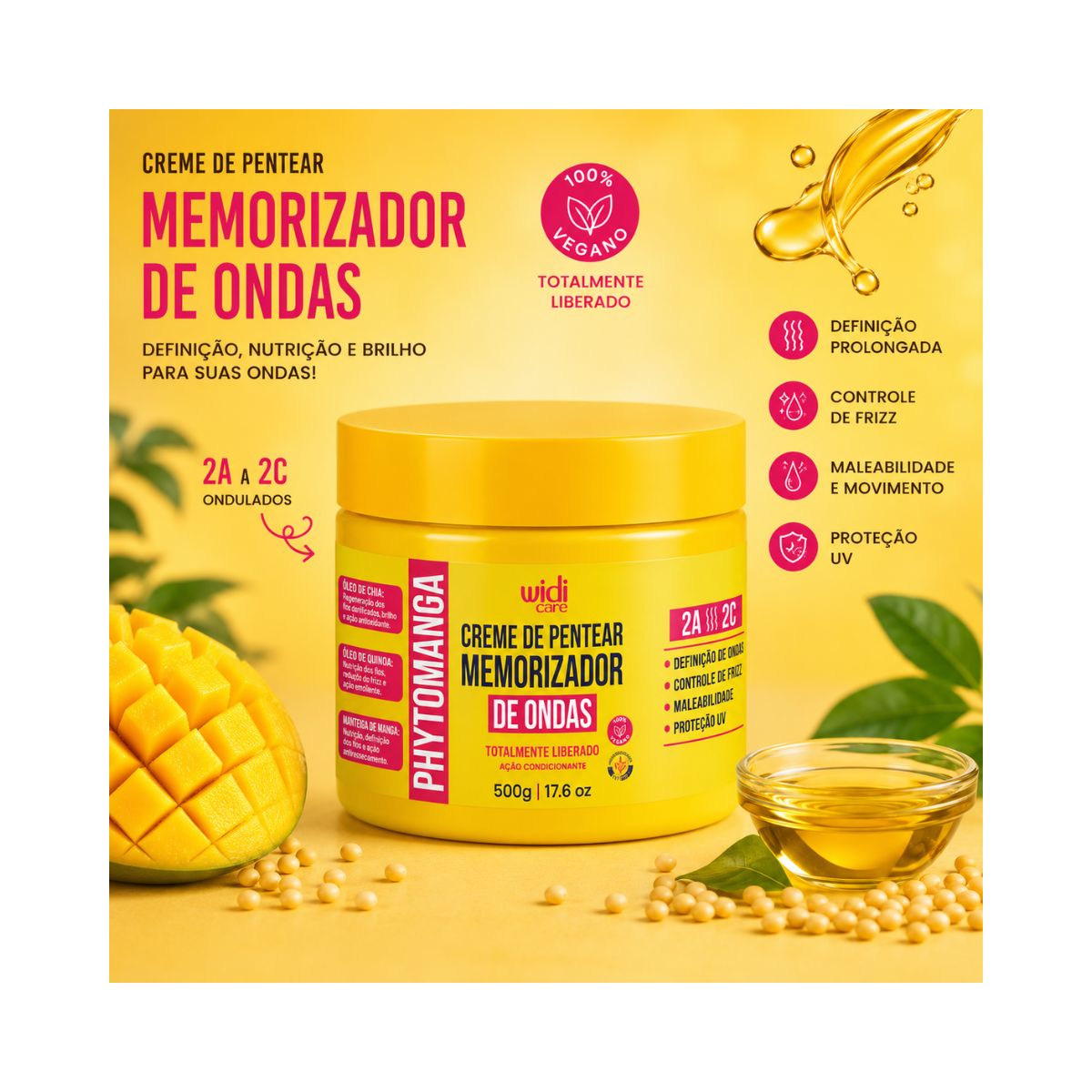 CREME DE PENTEAR TEXTURIZADOR DE CRESPOS PHYTOMANGA WIDI CARE 500G
