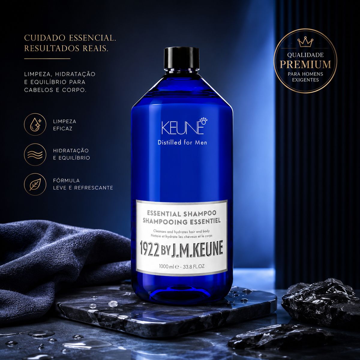 KIT SHAMPOO ESSENTIAL USO DIÁRIO KEUNE 1000ML COM MINIATURA SORTIDA