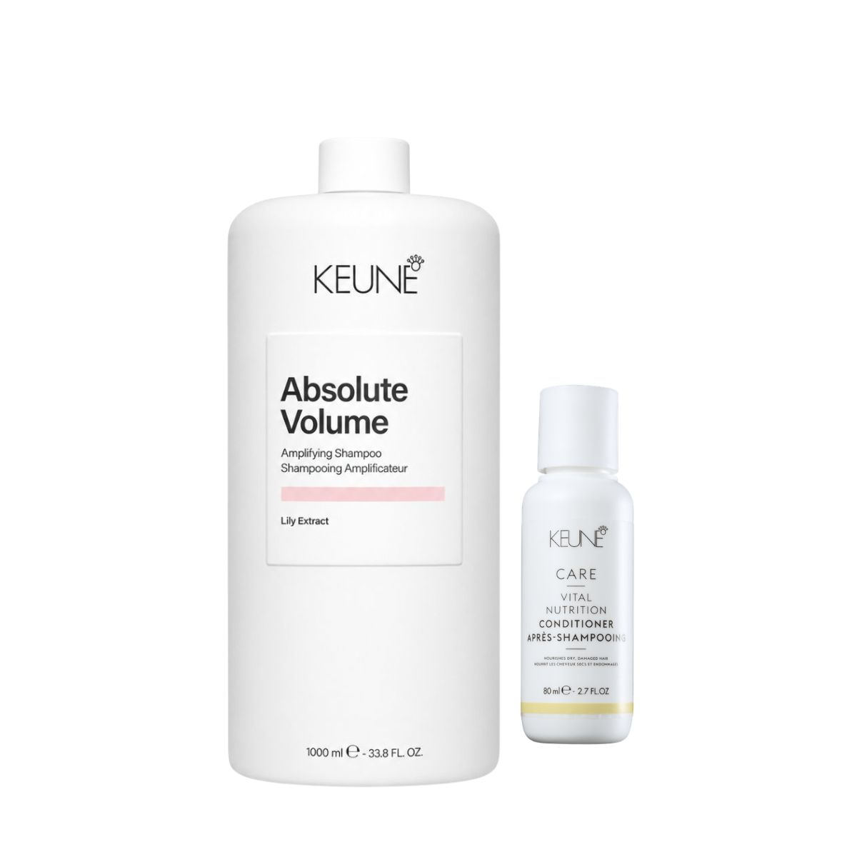 KIT SHAMPOO CARE ABSOLUTE VOLUME KEUNE 1000ML COM MINIATURA SORTIDA