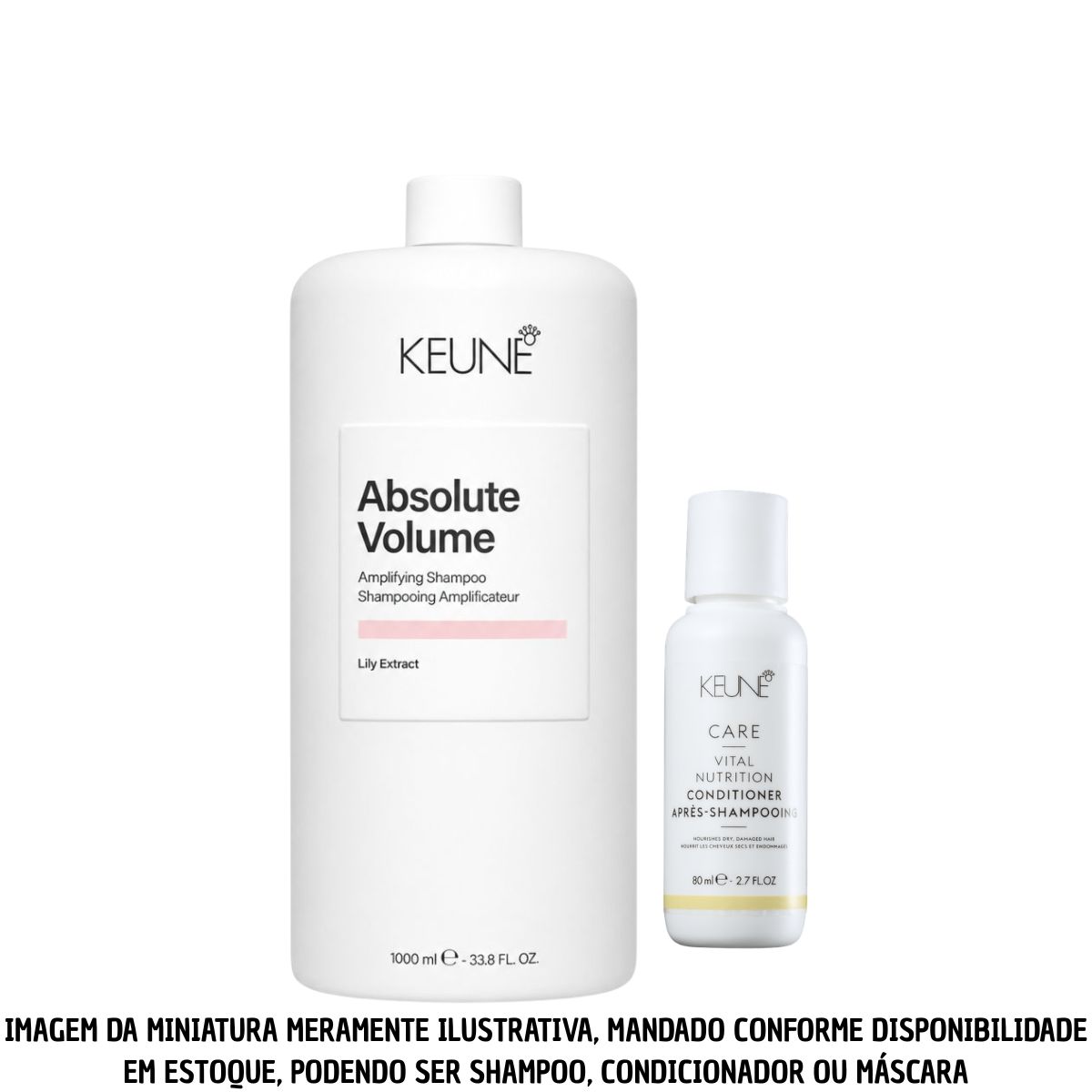 KIT SHAMPOO CARE ABSOLUTE VOLUME KEUNE 1000ML COM MINIATURA SORTIDA