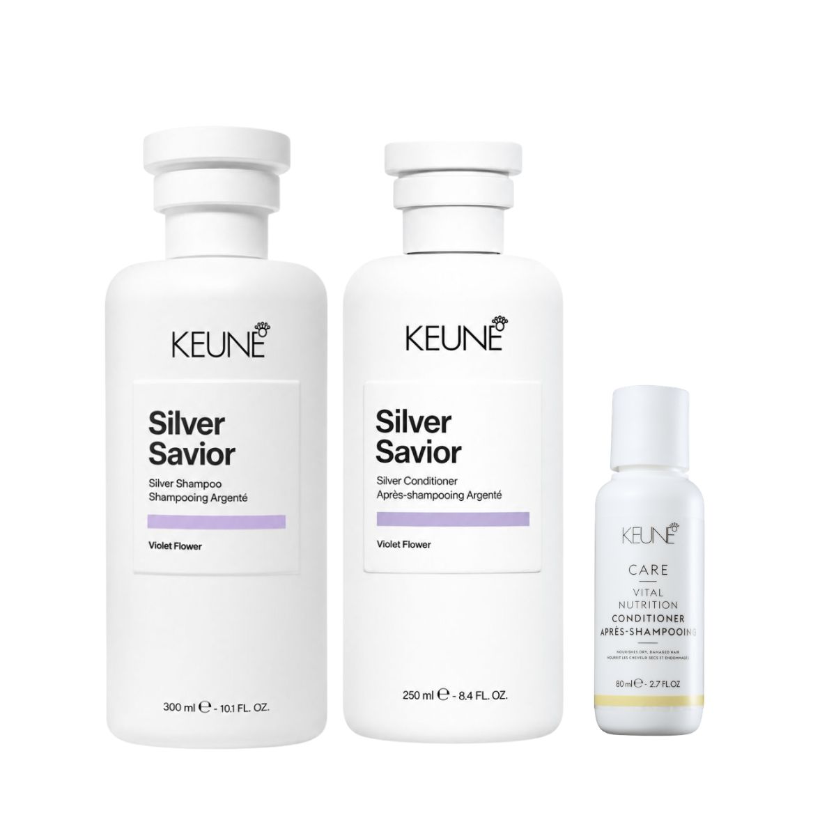 KIT KEUNE SILVER SAVIOR SH 300ML+COND 250ML COM MINIATURA SORTIDA