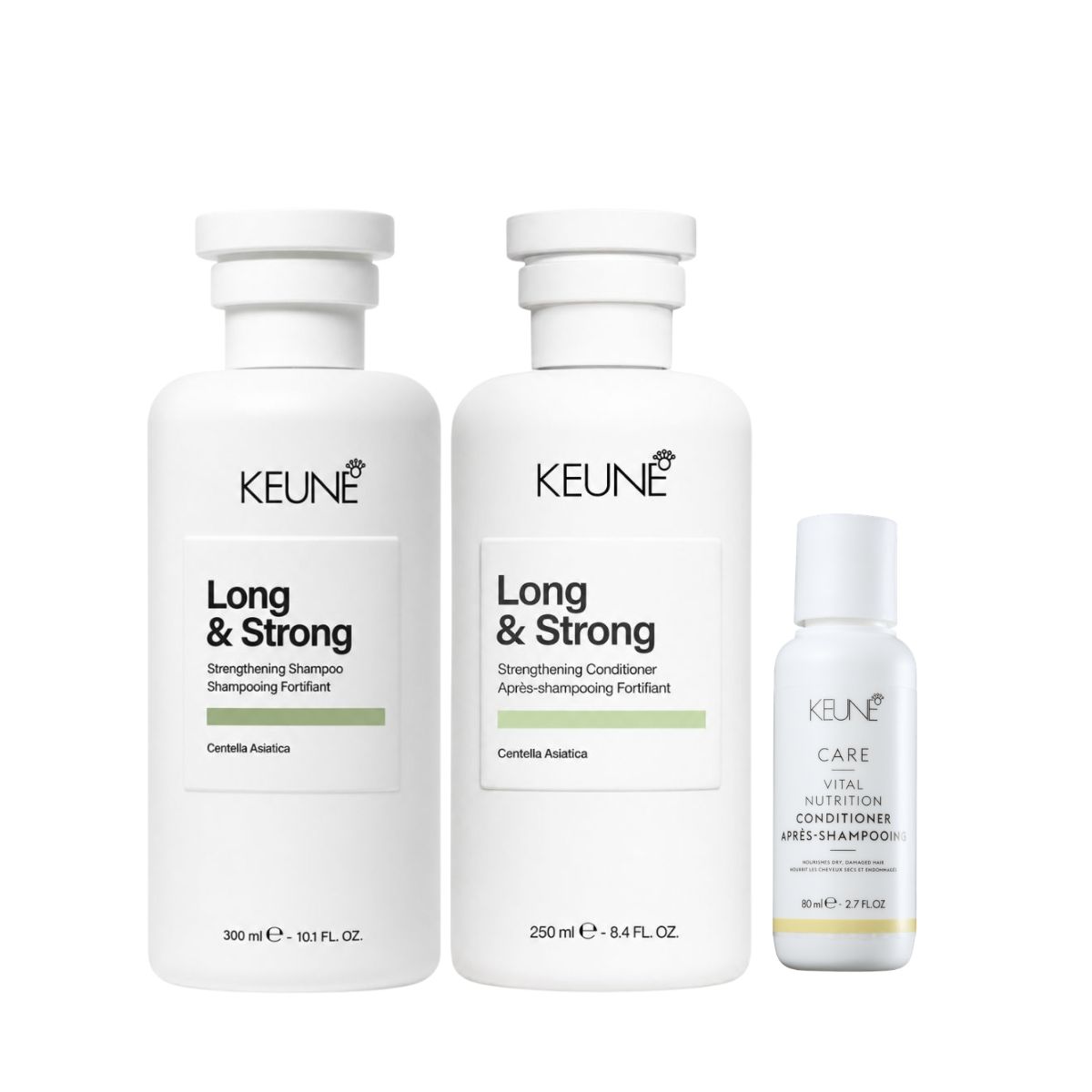 KIT KEUNE LONG & STRONG SH 300ML+COND 250ML COM MINIATURA SORTIDA