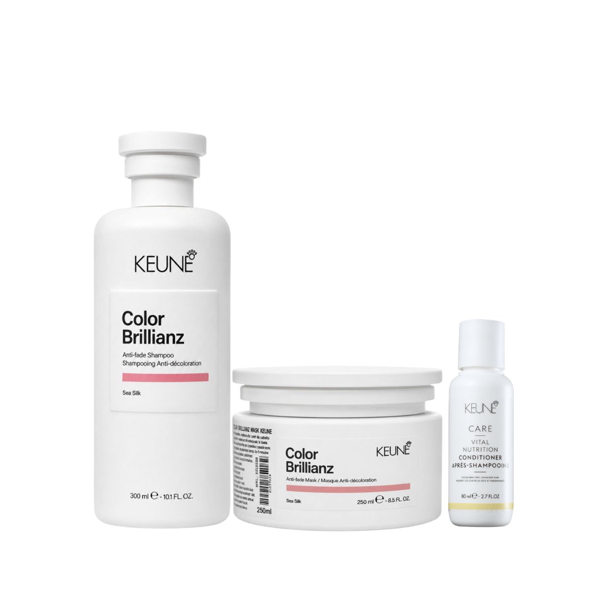 KIT KEUNE COLOR BRILLIANZ SH 300ML+MÁSC 200ML COM MINIATURA SORTIDA