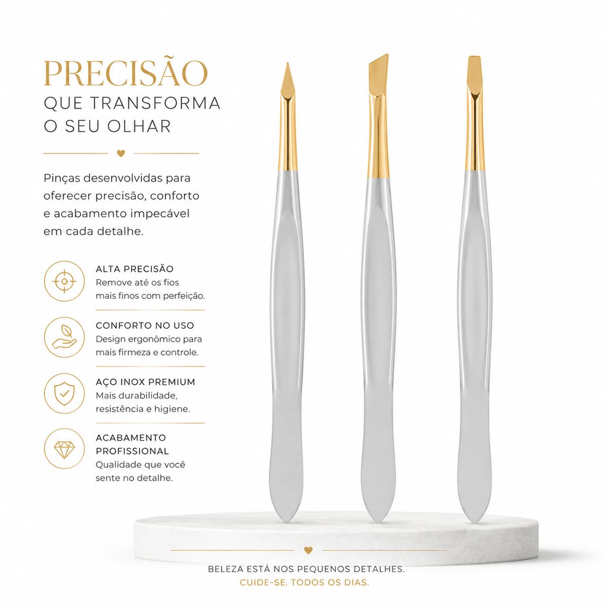 KIT 3 PINÇAS EDEL SOLINGEN 9CM PONTAS VARIADAS (OBLIQUA,PONTA FINA,RETA ESTREITA