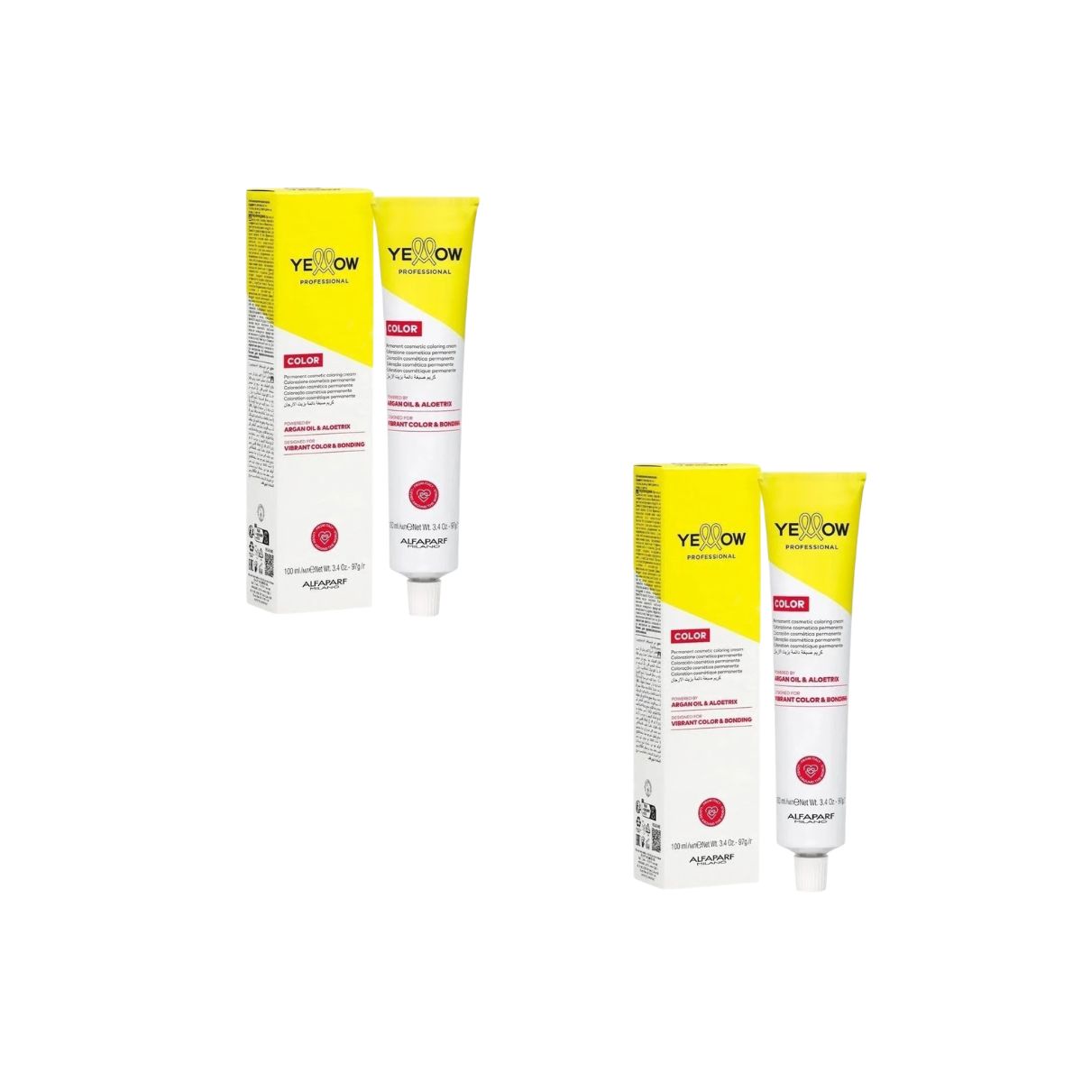 KIT 2 COLORAÇÃO PERMANENTE 1.0 PRETO YELLOW COLOR ALFAPARF 60ML