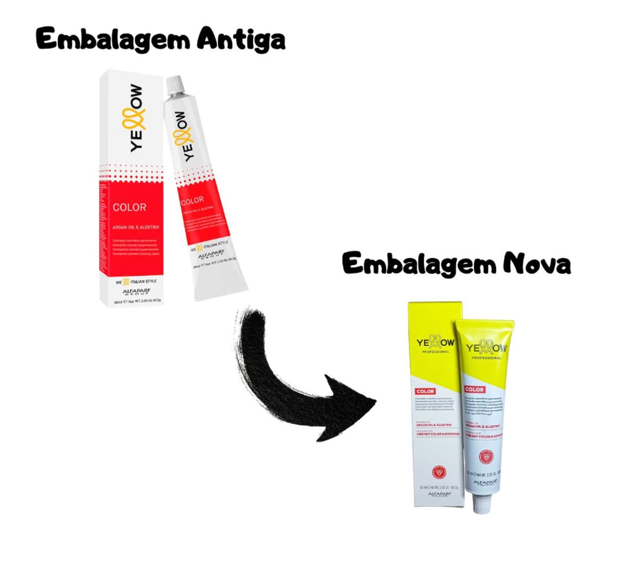 KIT 2 COLORAÇÃO PERMANENTE 1.0 PRETO YELLOW COLOR ALFAPARF 60ML