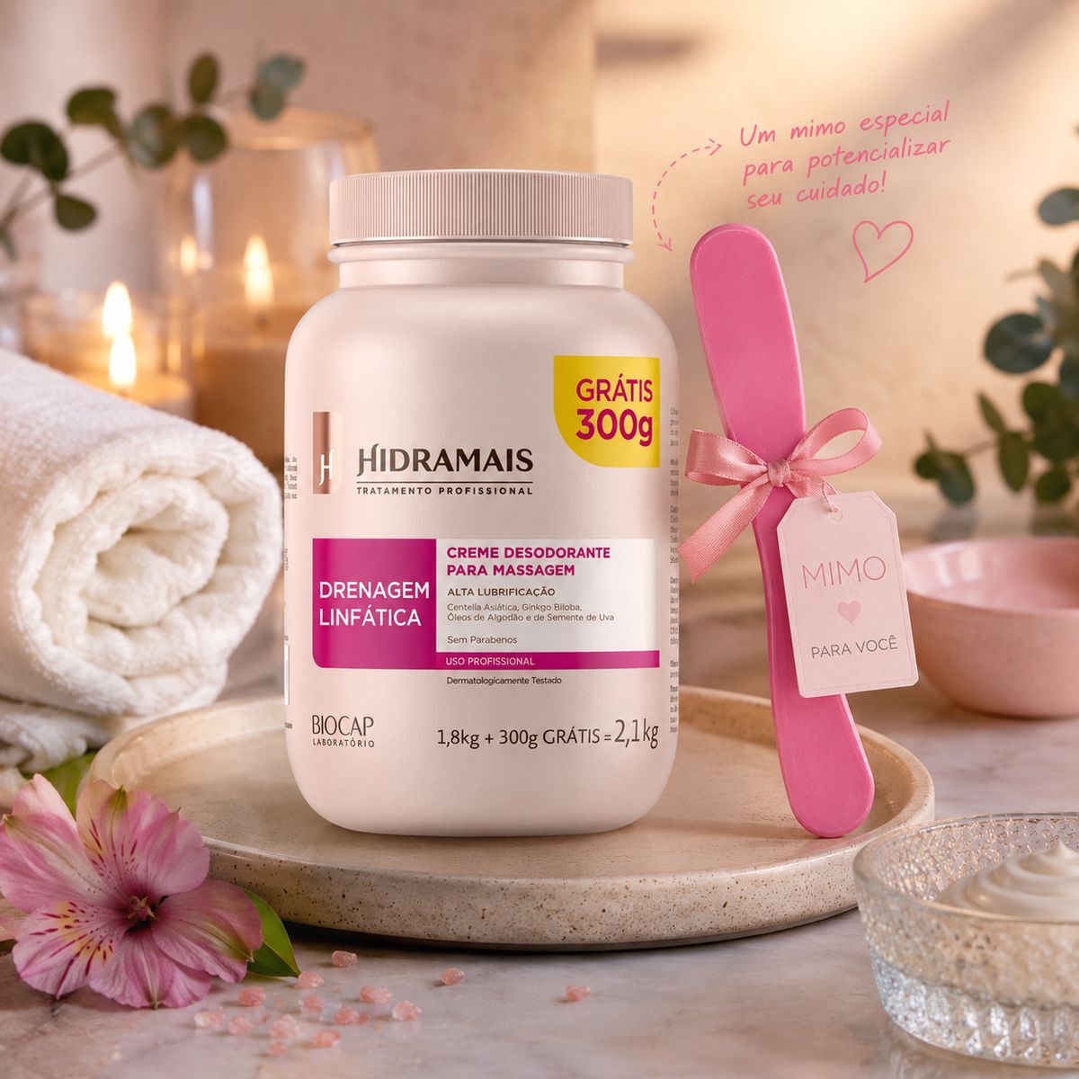 KIT CREME DRENAGEM HIDRAMAIS PROFISSONAL 1,8KG + 300G COM ESPÁTULA