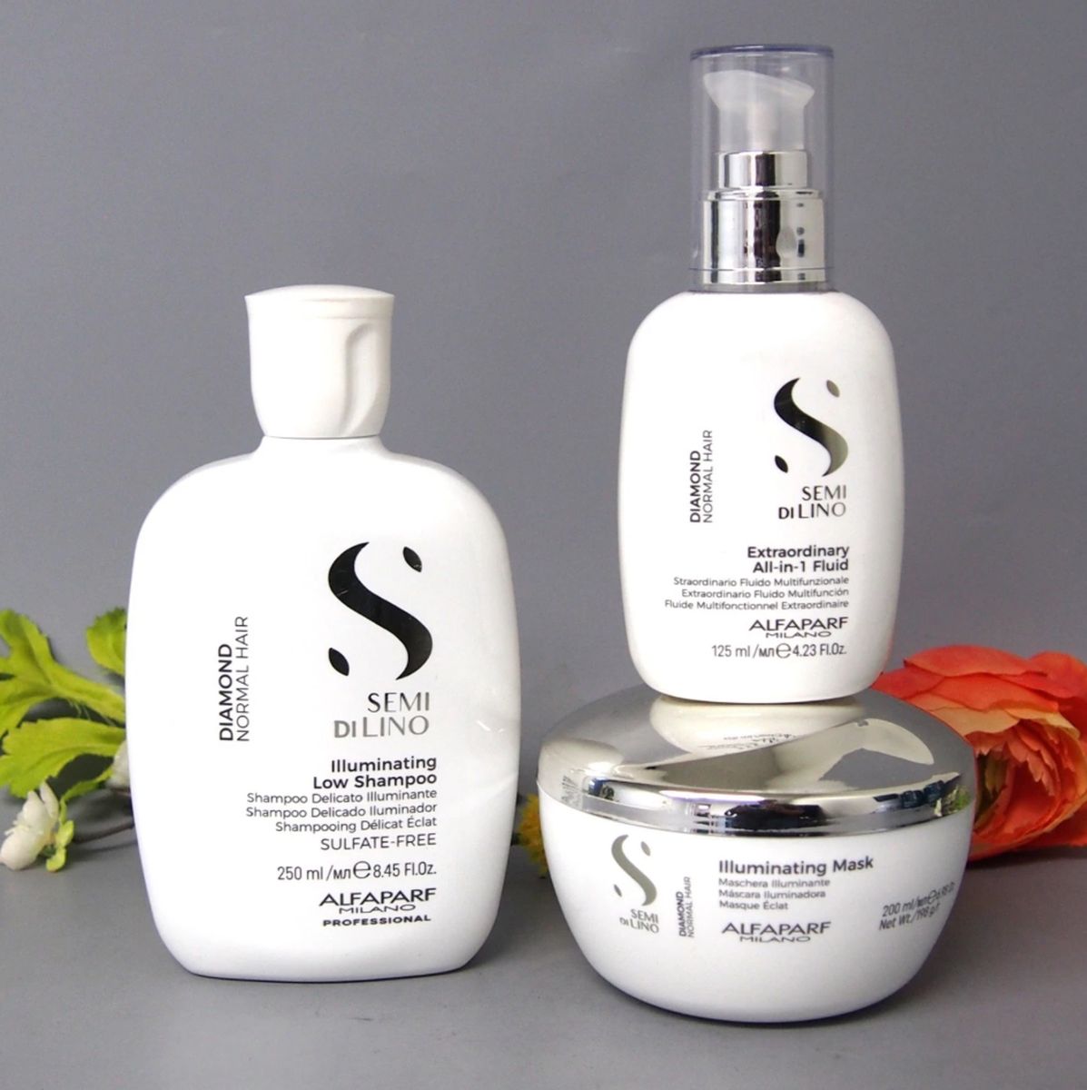 KIT SHAMPOO SEMI DI LINO ILLUMINATING DIAMOND ALFAPARF 250ML + CONDICIONADOR 200