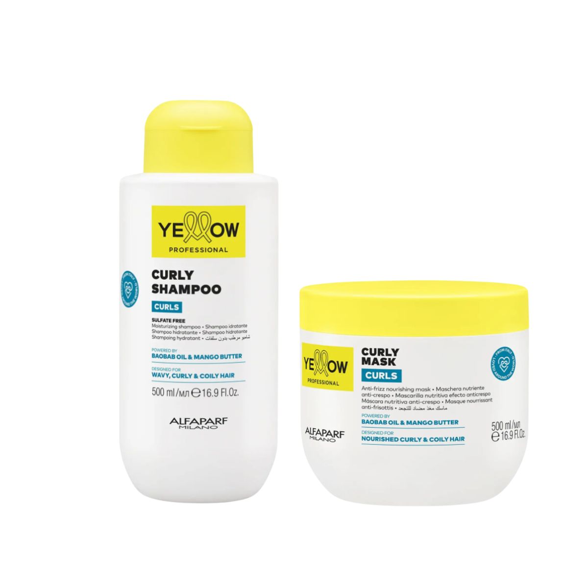 KIT YELLOW CURLS SHAMPOO 500ML + MÁSCARA 500ML