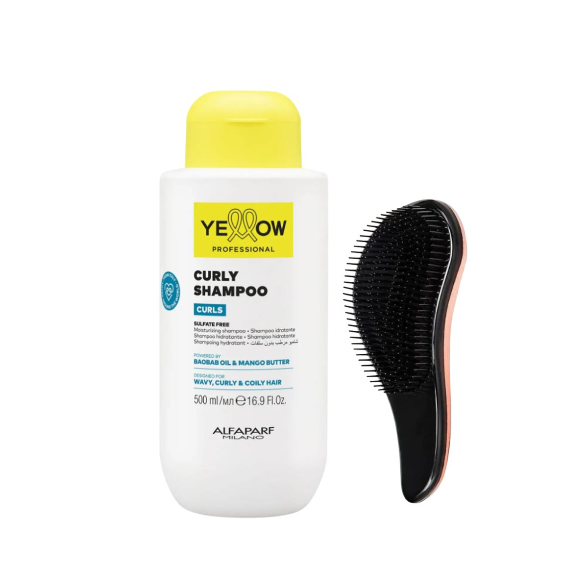 KIT SHAMPOO CURLS YELLOW 500ML COM ESCOVA ANTIFRIZZ