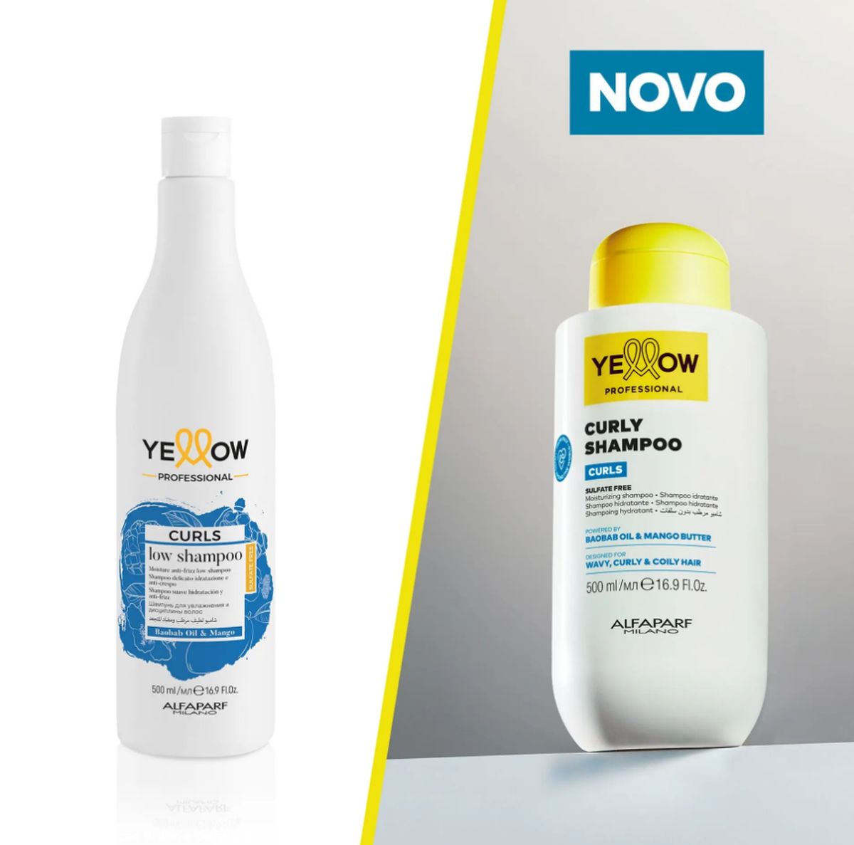 KIT SHAMPOO CURLS YELLOW 500ML COM ESCOVA ANTIFRIZZ
