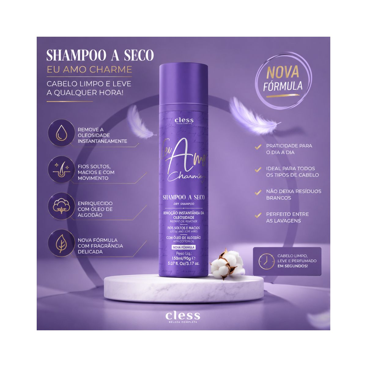 KIT CLESS 2 SHAMPOOS A SECO EU AMO CHARMING 150ML