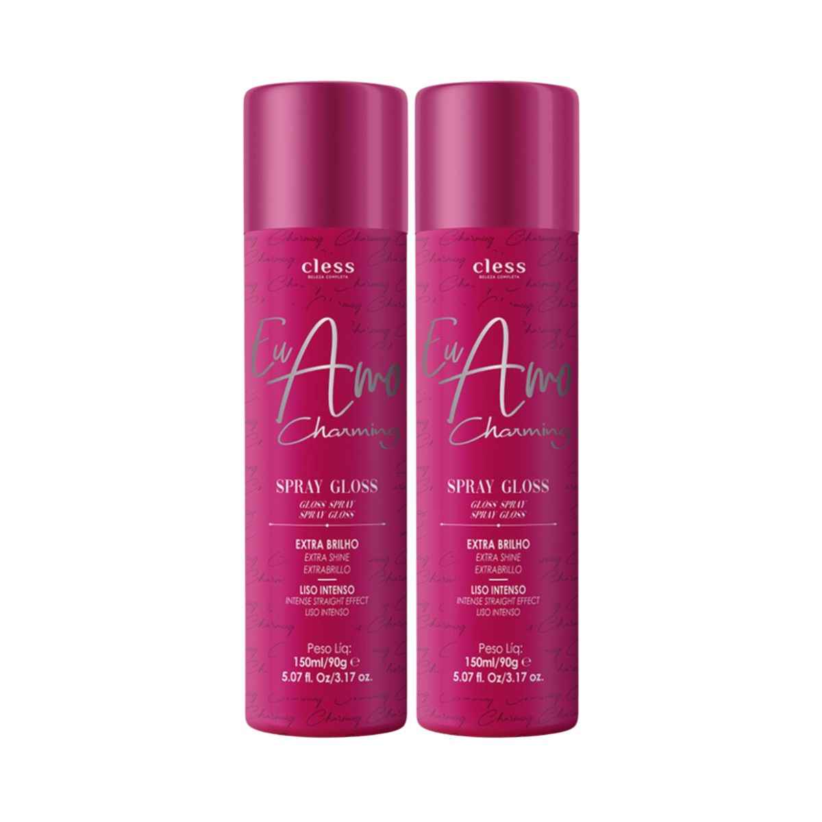 KIT CLESS 2 SPRAYS DE BRILHO GLOSS EU AMO CHARMING 150ML