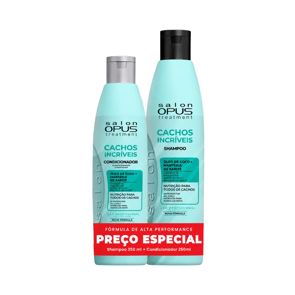 KIT SALON OPUS SHAMPOO 350ML+CONDICIONADOR 250ML CACHOS