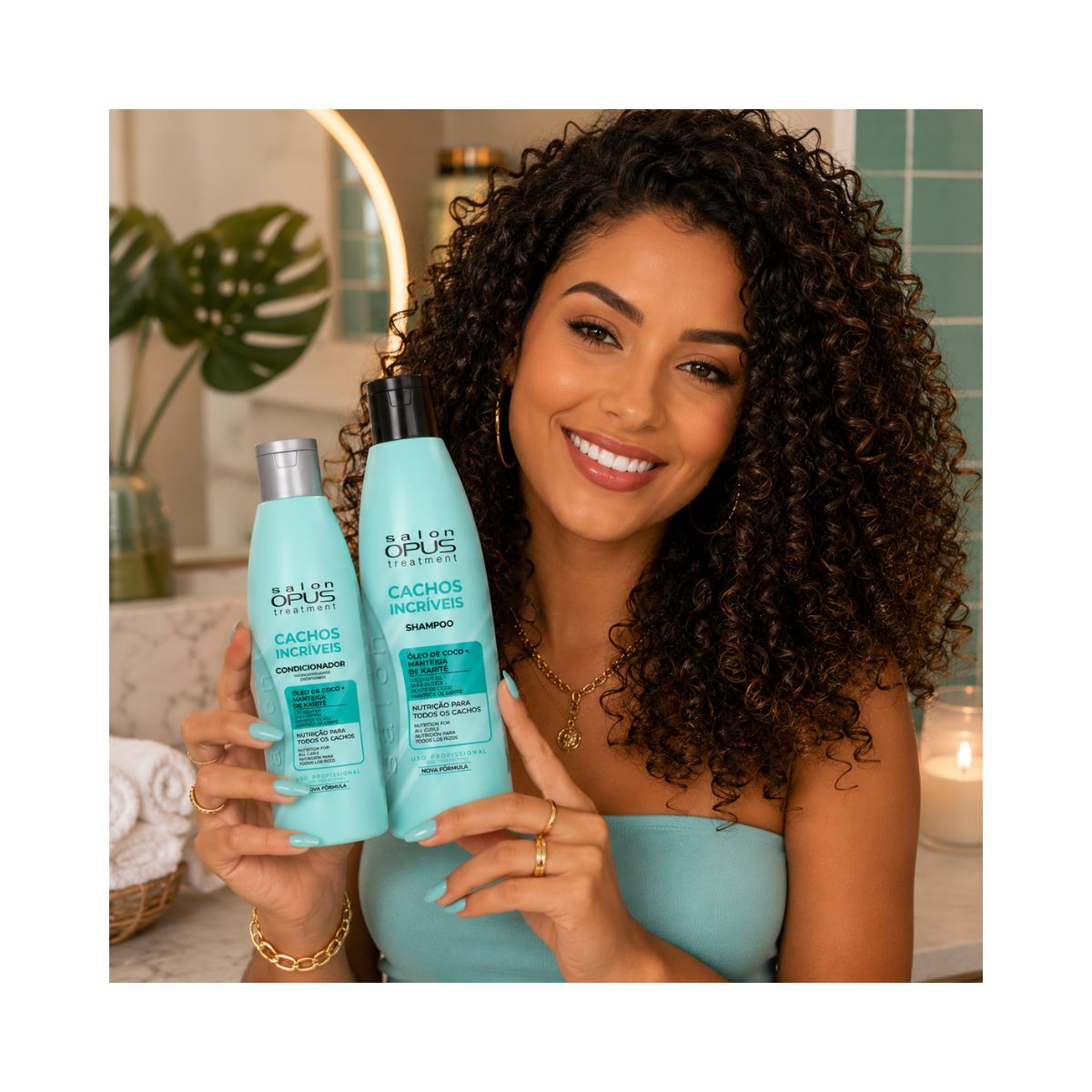 KIT SALON OPUS SHAMPOO 350ML+CONDICIONADOR 250ML CACHOS