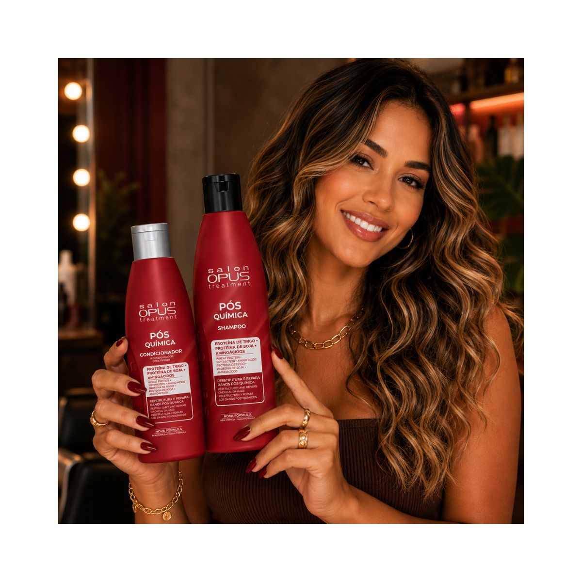 KIT SALON OPUS SHAMPOO 350ML+CONDICIONADOR 250ML PÓS QUÍMICA