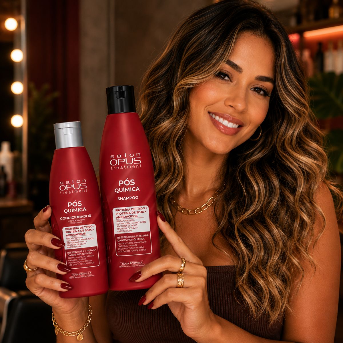 KIT SALON OPUS SHAMPOO 350ML+CONDICIONADOR 250ML PÓS QUÍMICA