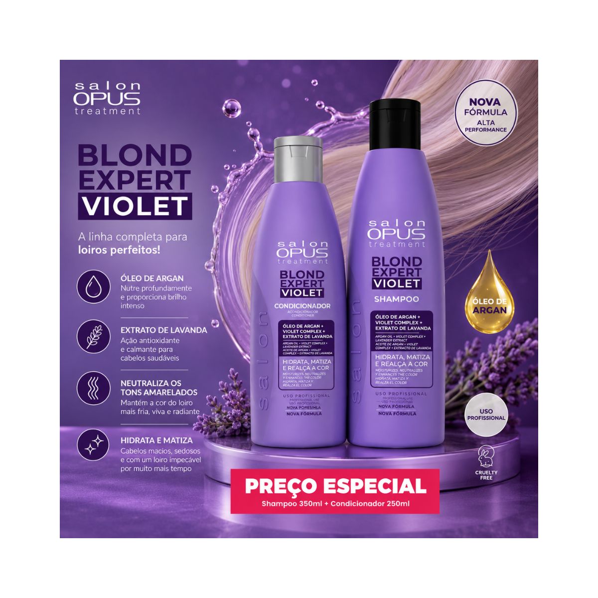 KIT SALON OPUS SHAMPOO 350ML+CONDICIONADOR 250ML BLOND EXPERT VIOLET