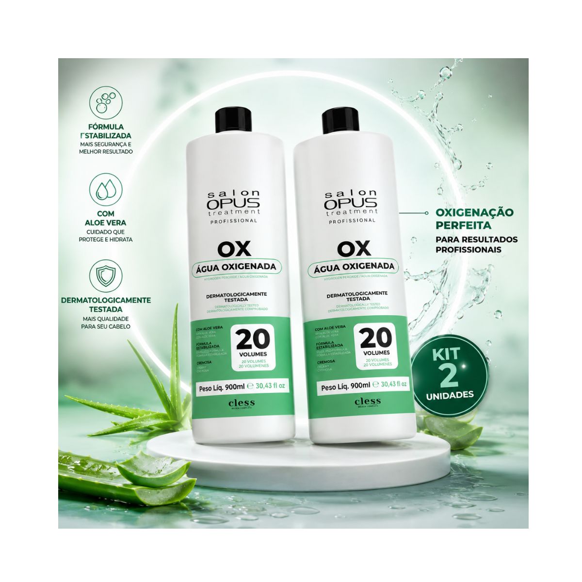KIT SALON OPUS 2 ÁGUA OXIGENADA 20 VOLUMES 900ML