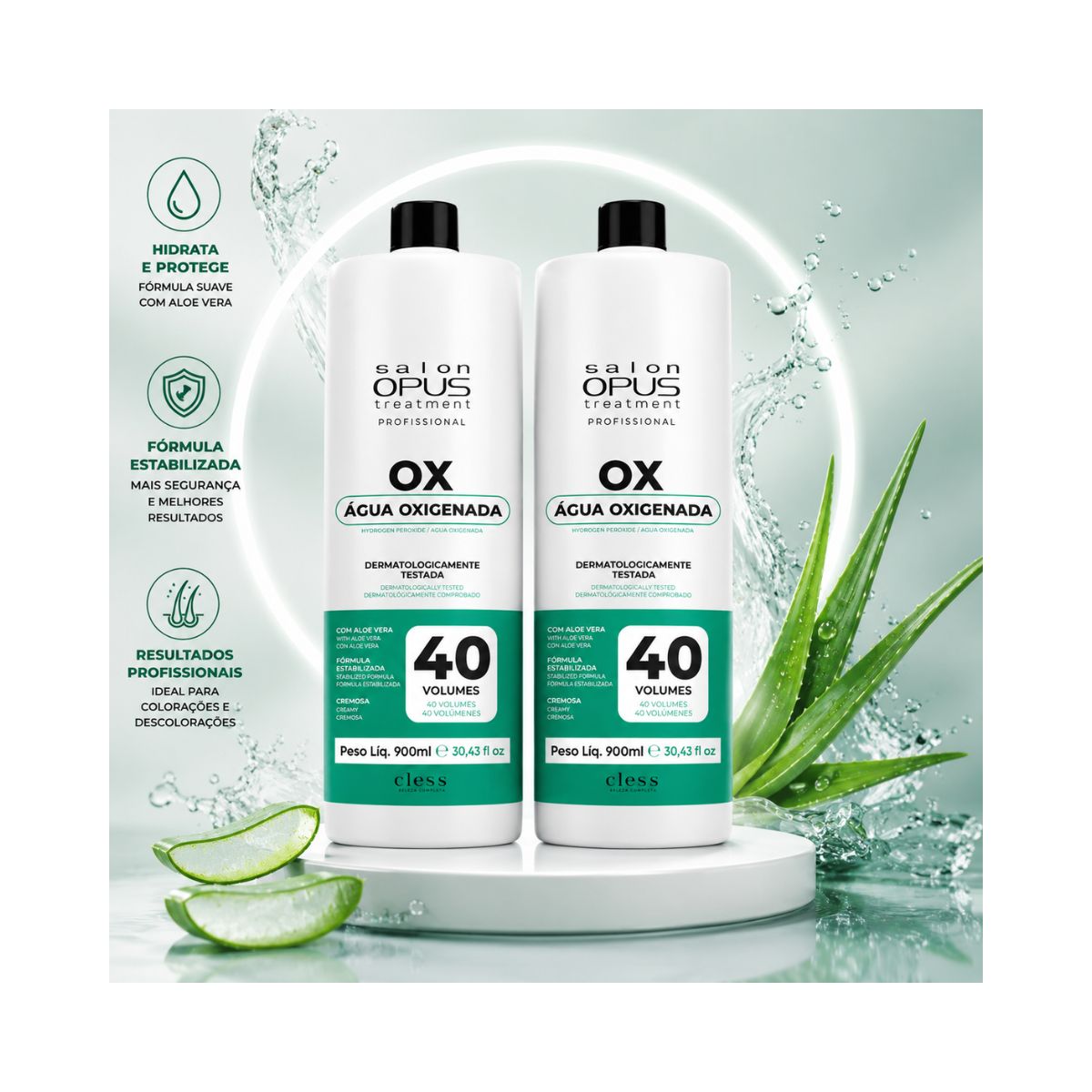 KIT SALON OPUS 2 ÁGUA OXIGENADA 40 VOLUMES 900ML