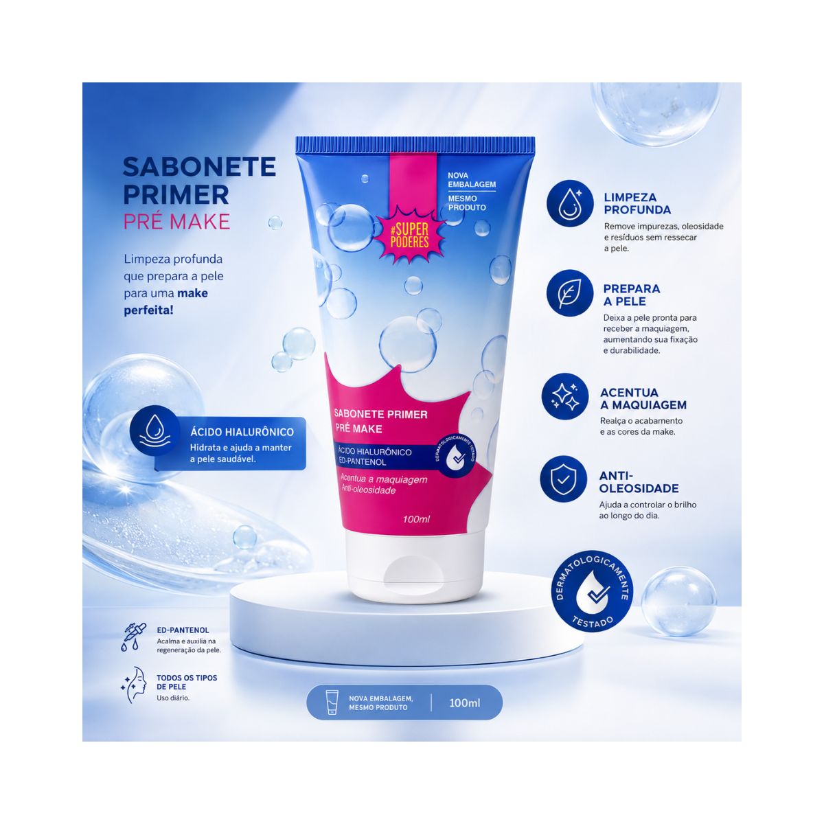 SABONETE FACIAL SUPER PODERES PRIMER PRE MAKE 100ML
