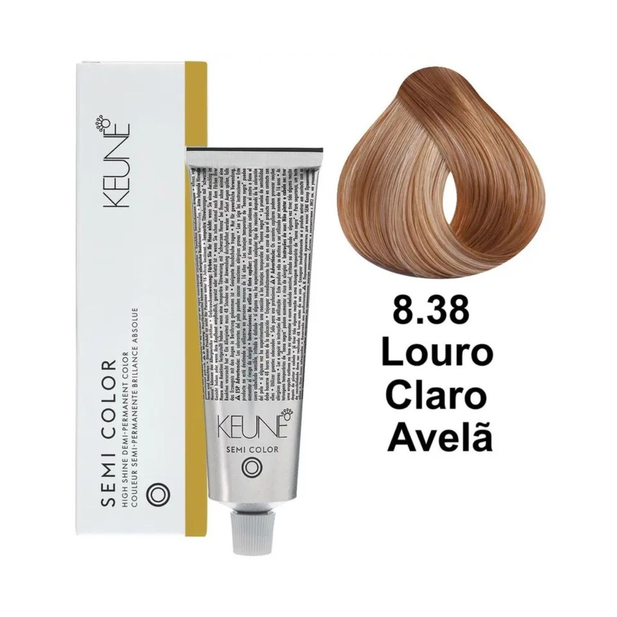 KIT KEUNE SEMI COLOR COLORAÇÃO 8.38 LOURO CLARO AVELÃ + ACTIVADOR