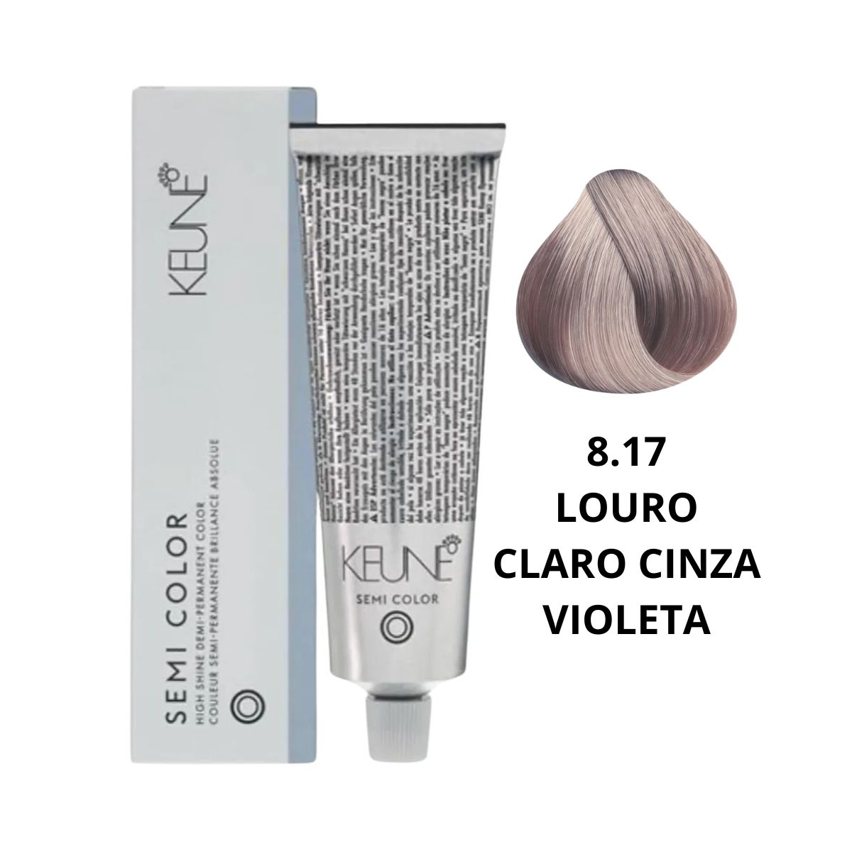 KIT KEUNE SEMI COLOR COLORAÇÃO 8.17 LOURO CLARO CINZA VIOLETA + ACTIVATOR