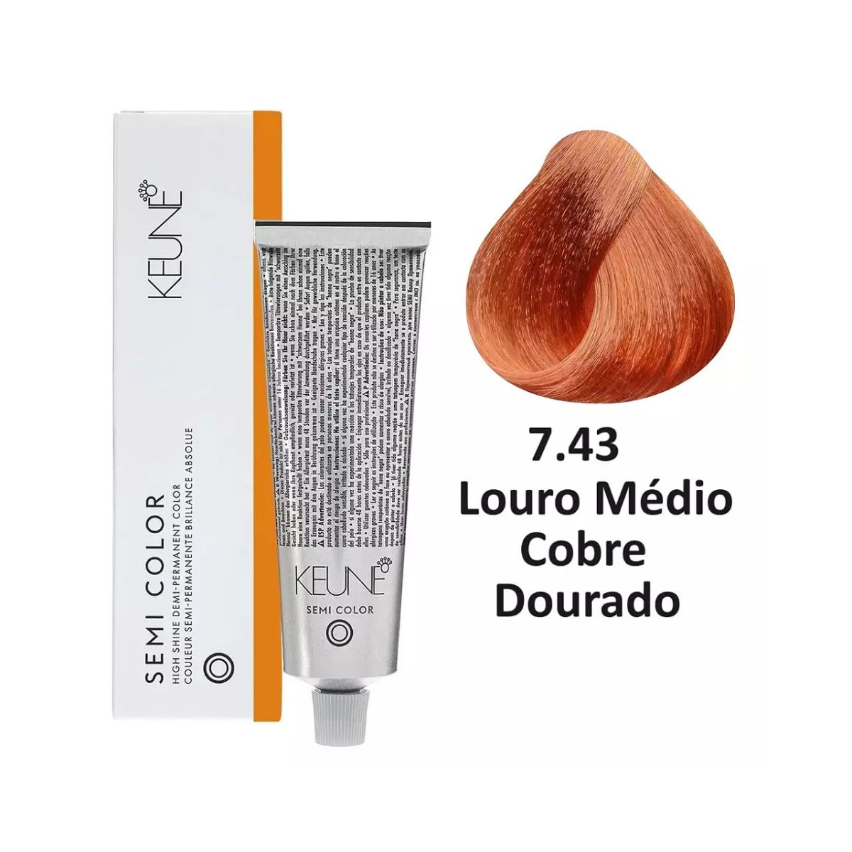 KIT KEUNE SEMI COLOR COLORAÇÃO 7.43 LOURO MÉDIO COBRE + ACTIVADOR