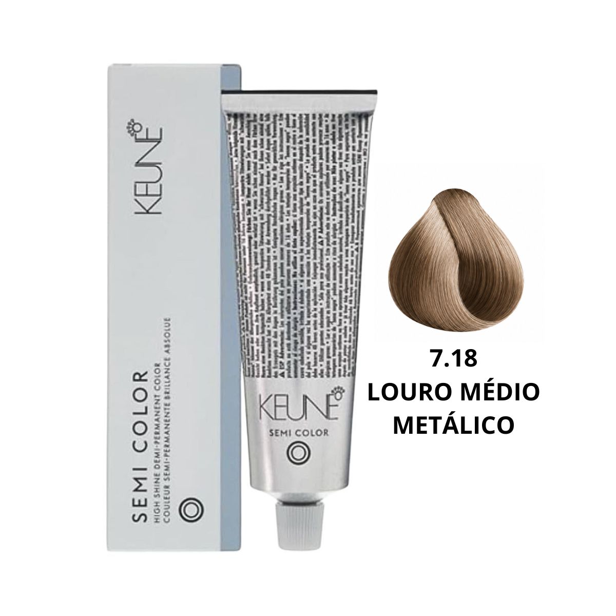 KIT KEUNE SEMI COLOR COLORÇÃO 7.18 LOURO MÉDIO METÁLICO + ACTIVADOR