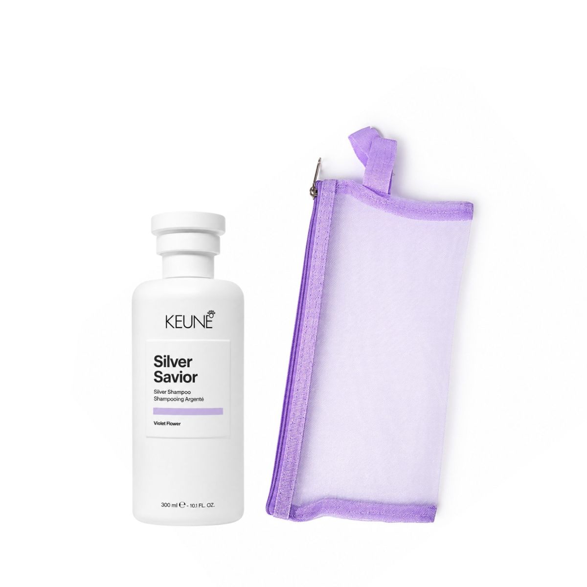 KIT KEUNE SHAMPOO CARE SILVER SAVIOR KEUNE 300ML + NECESSAIRE REDINHA MAQUIAGEM