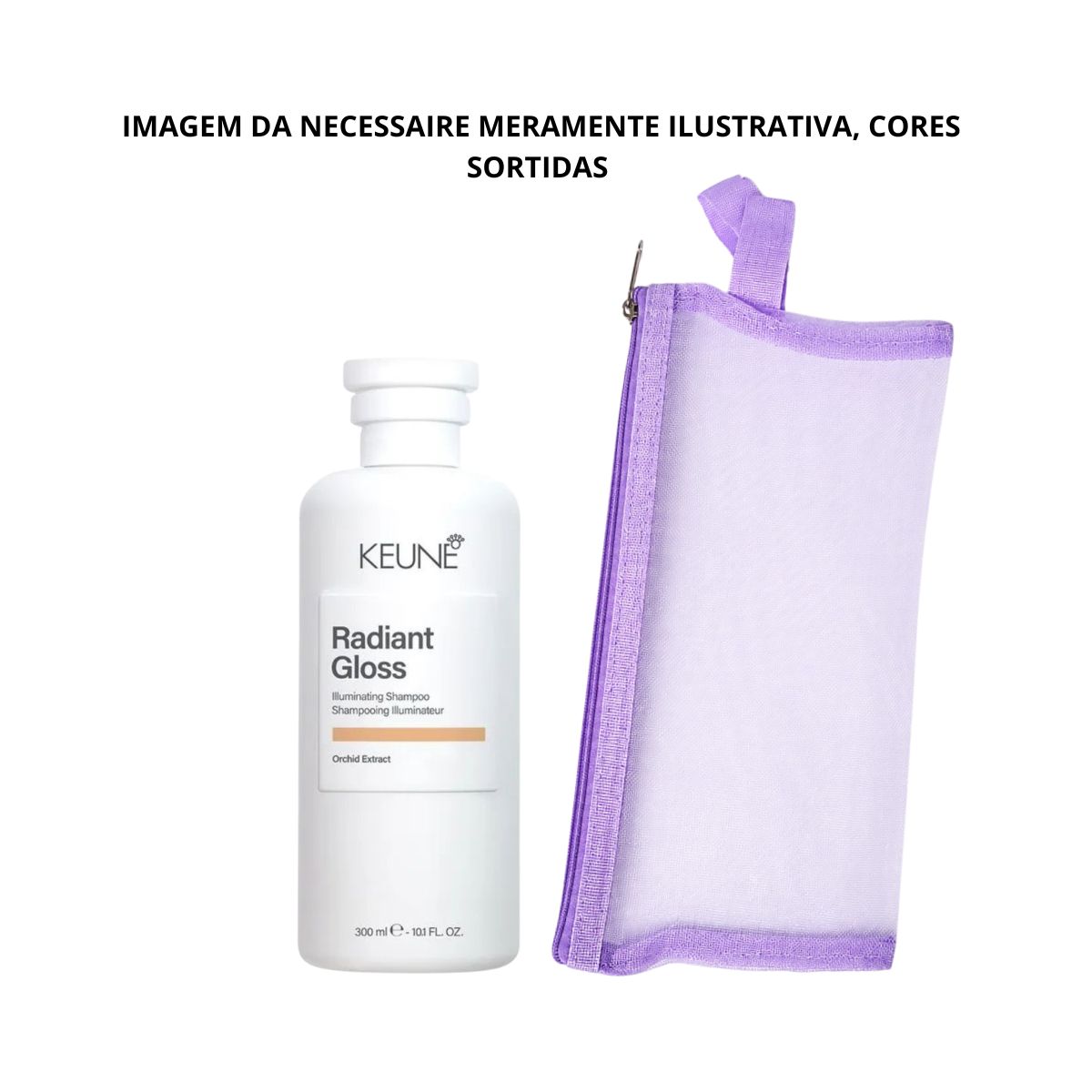 KIT KEUNE SHAMPOO RADIANT GLOSS KEUNE 300ML + NECESSAIRE REDINHA MAQUIAGEM