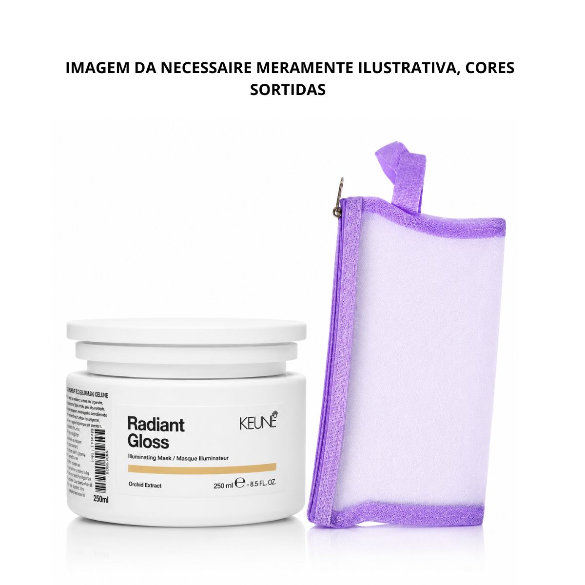 KIT KEUNE MÁSCARA RADIANT GLOSS KEUNE 250ML + NECESSAIRE REDINHA MAQUIAGEM