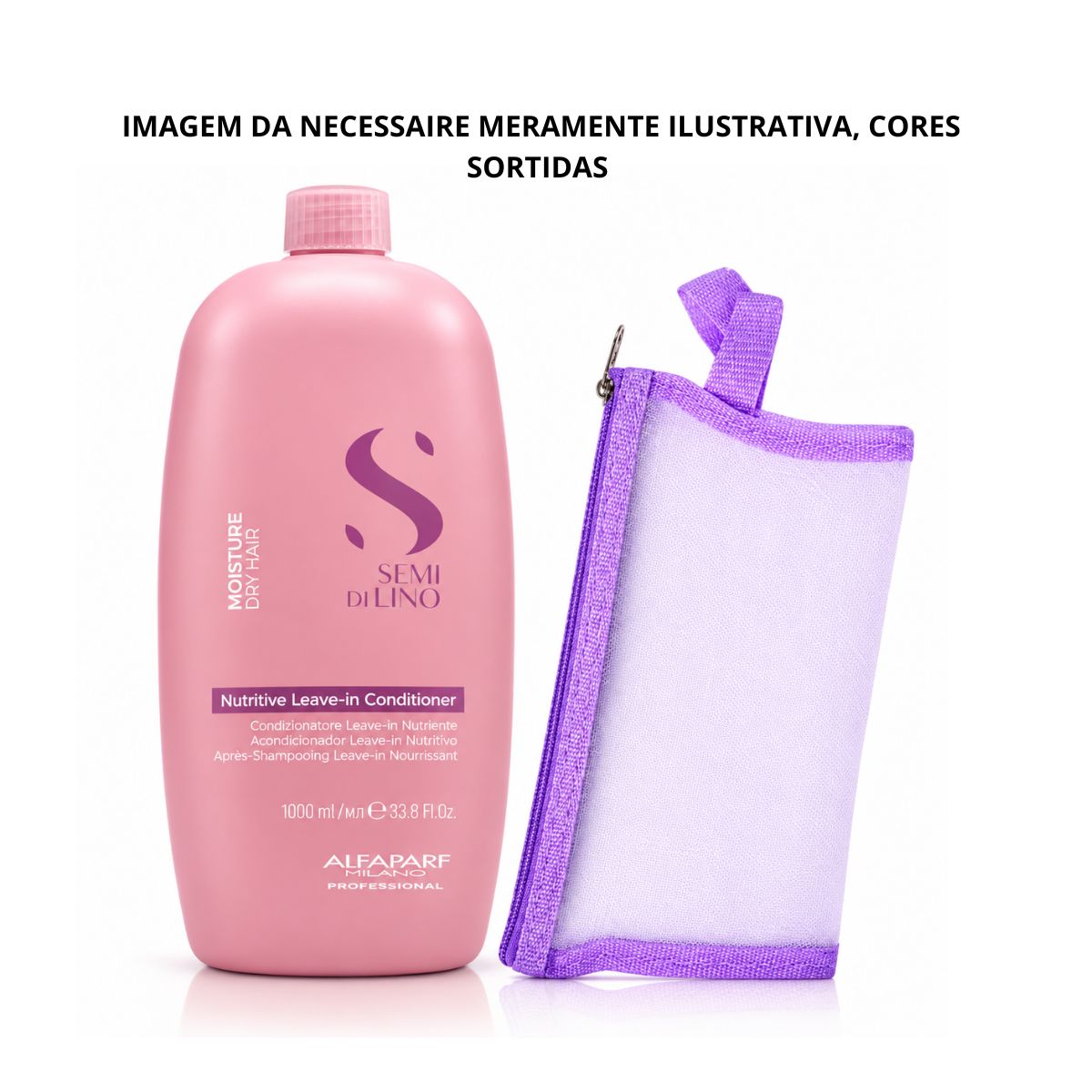 KIT ALFAPARF LEAVE - IN SEMI DI LINO NUTRITIVE MOISTURE 1L + NECESSAIRE
