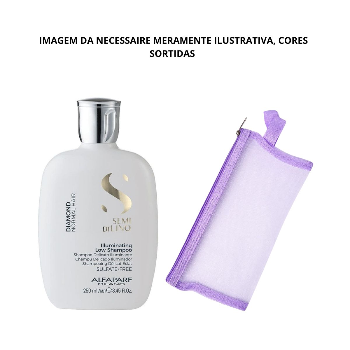 KIT ALFAPARF SHAMPOO SEMI DI LINO ILLUMINATING DIAMOND 250ML + NECESSAIRE
