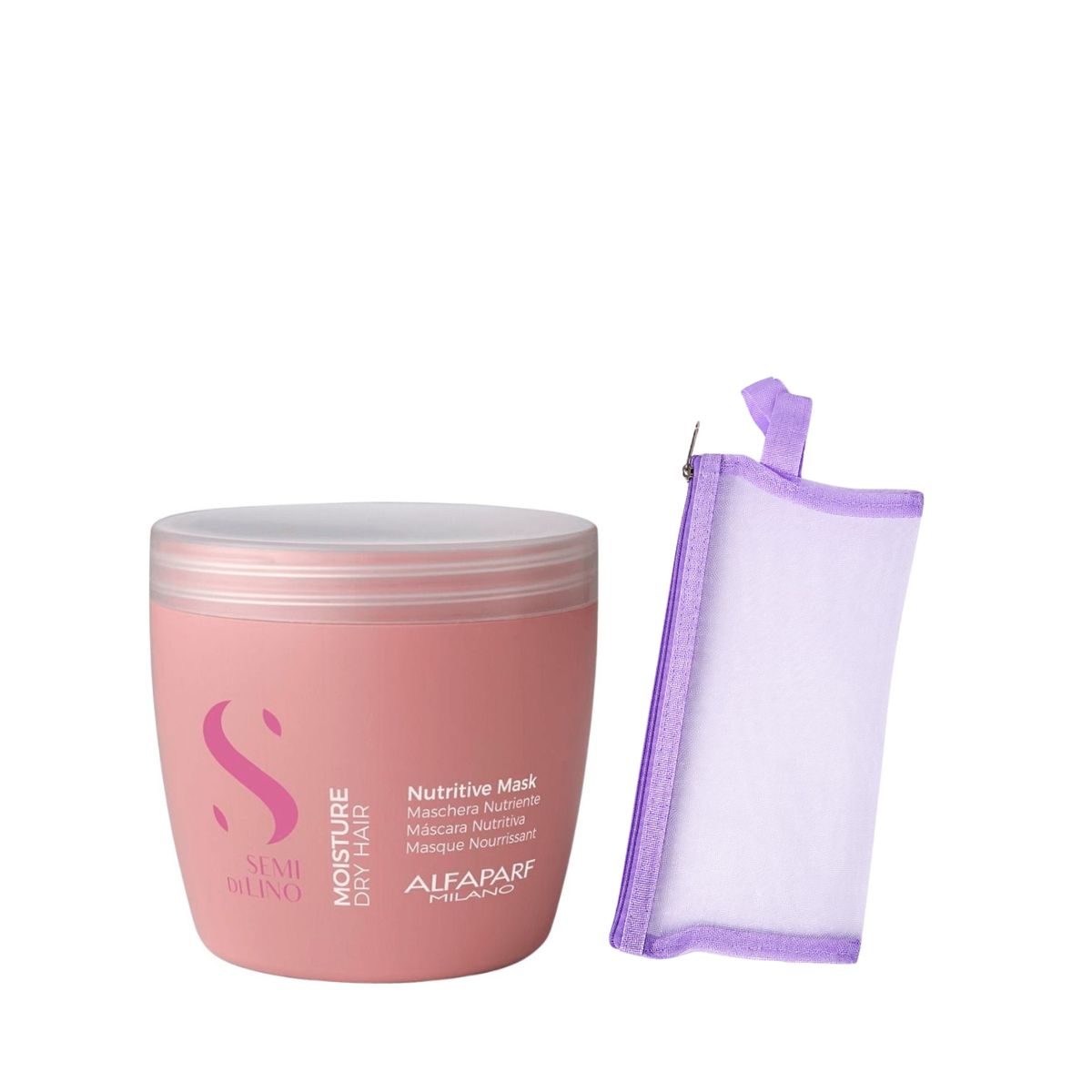 KIT ALFAPARF MÁSCARA SEMI DI LINO NUTRITIVE MOISTURE 500ML + NECESSAIRE