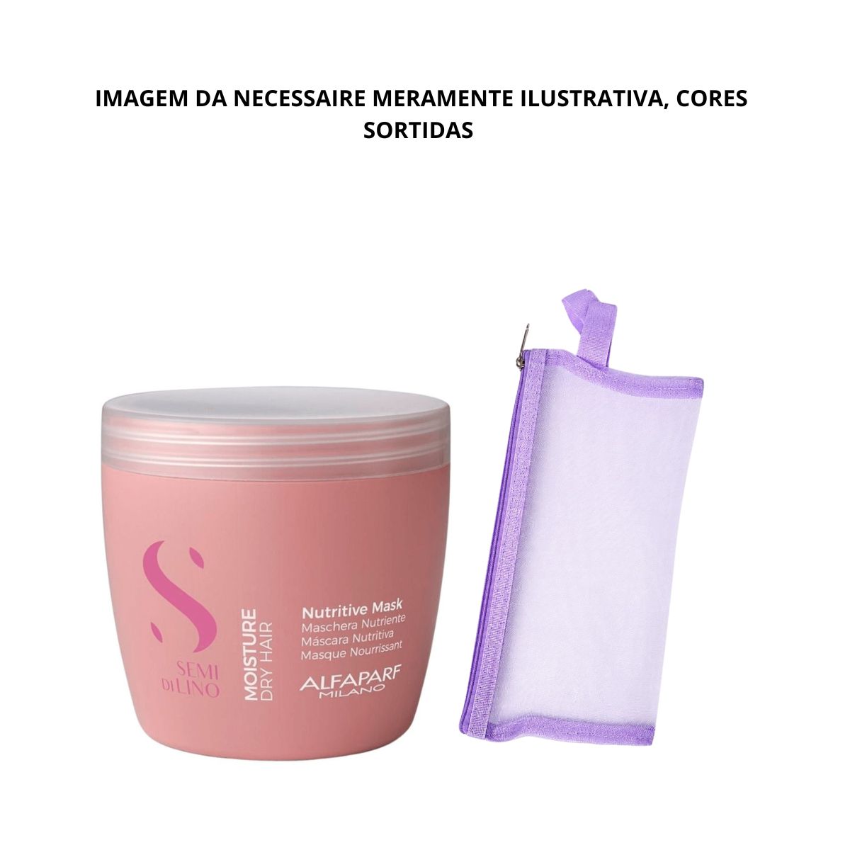 KIT ALFAPARF MÁSCARA SEMI DI LINO NUTRITIVE MOISTURE 500ML + NECESSAIRE