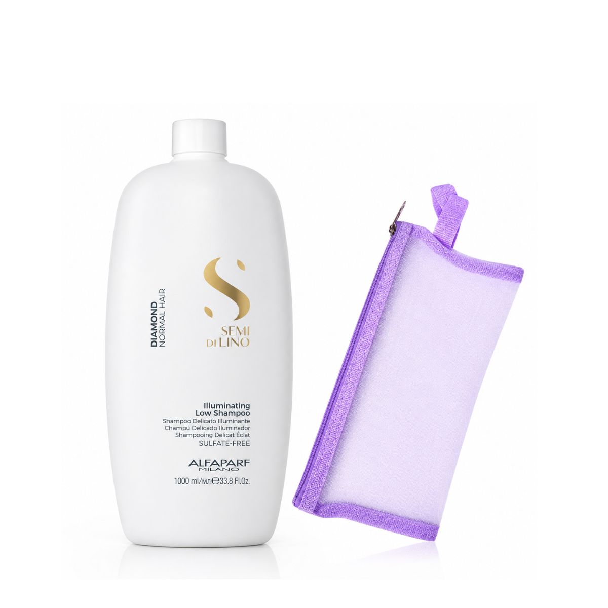 KIT ALFAPARF SHAMPOO SEMI DI LINO ILLUMINATING DIAMOND 1L + NECESSAIRE