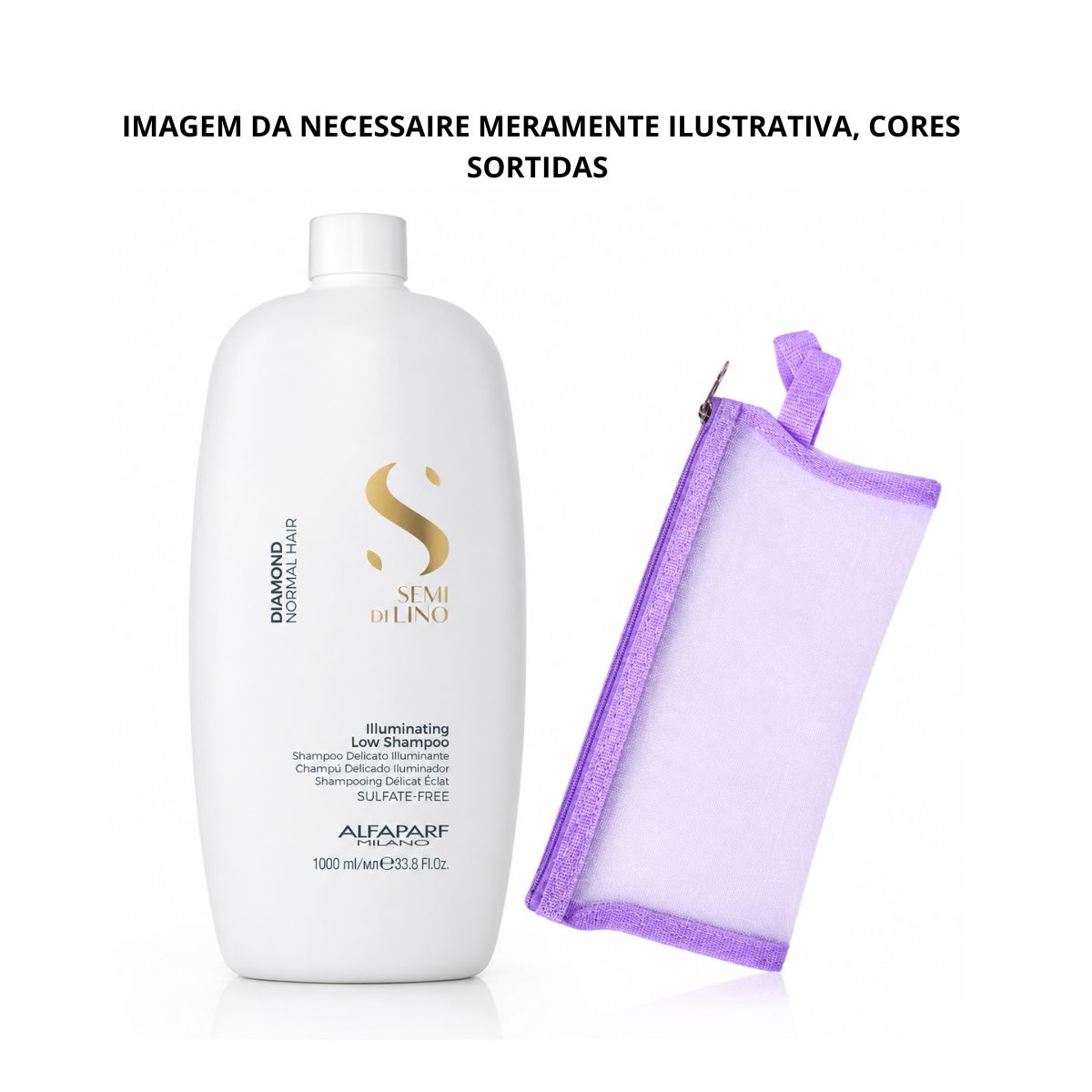 KIT ALFAPARF SHAMPOO SEMI DI LINO ILLUMINATING DIAMOND 1L + NECESSAIRE