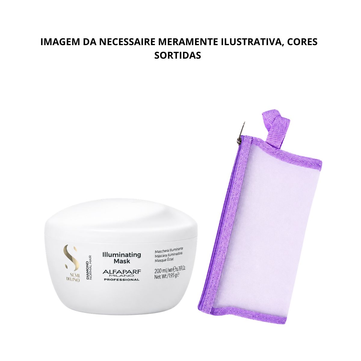 KIT ALFAPARF MÁSCARA SEMI DI LINO ILLUMINATING DIAMOND 200ML + NECESSAIRE