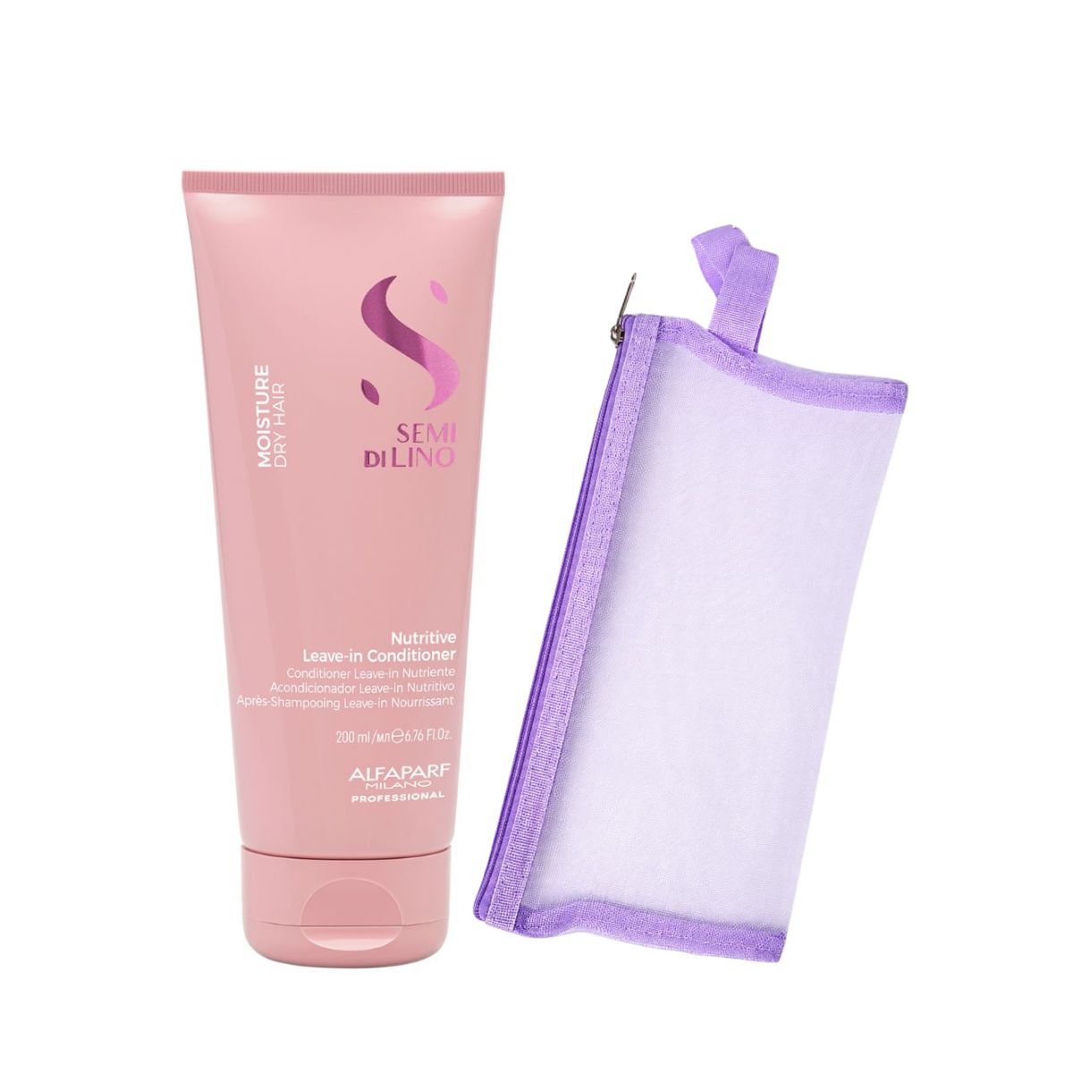 KIT ALFAPARF LEAVE - IN SEMI DI LINO NUTRITIVE MOISTURE 200ML + NECESSAIRE