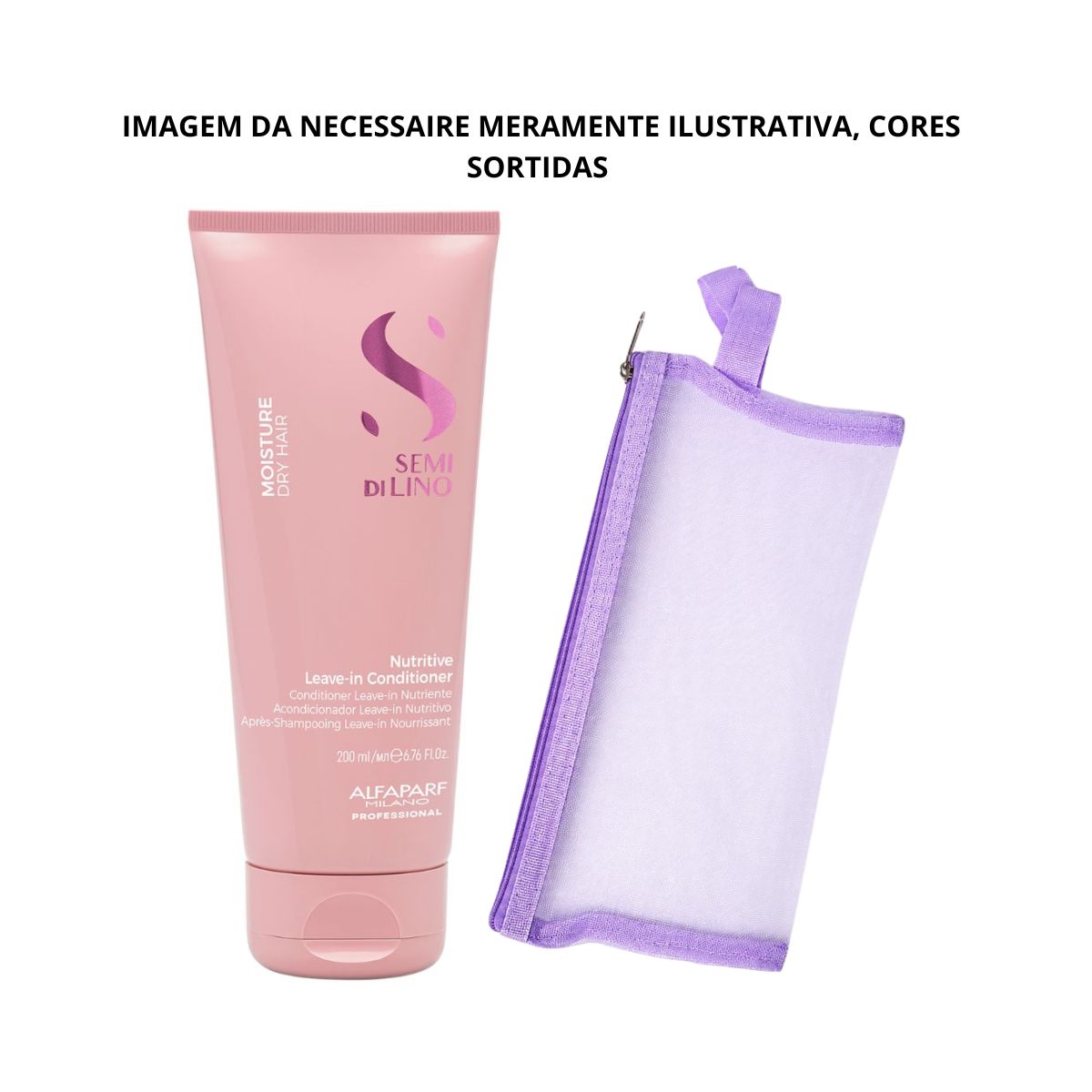 KIT ALFAPARF LEAVE - IN SEMI DI LINO NUTRITIVE MOISTURE 200ML + NECESSAIRE