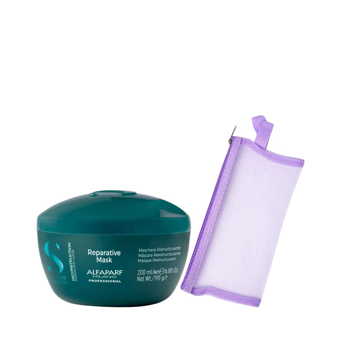KIT ALFAPARF MÁSCARA SEMI DI LINO RECONS DAMAGED 200ML + NECESSAIRE